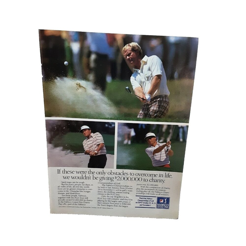 1987 Nabisco Grand Prix Golf Jack Nicklaus Floyd Original Print Ad Vintage 80s